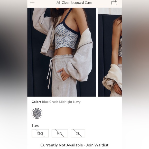 NWT Free People FP Movement All Clear Jacquard Cami blue crush navy - XS/S, M/L - Picture 7 of 10